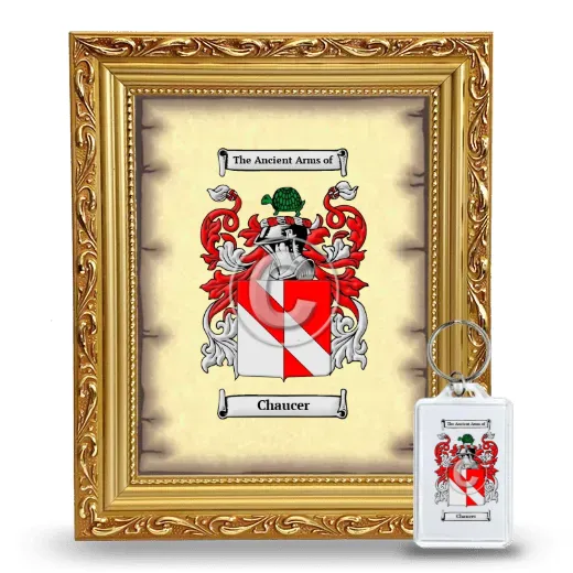 Chaucer Framed Coat of Arms and Keychain - Gold