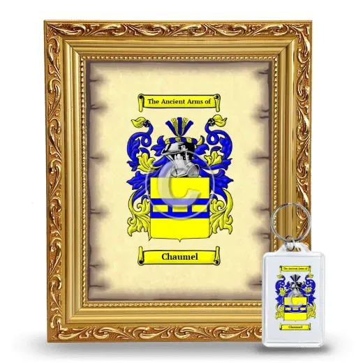 Chaumel Framed Coat of Arms and Keychain - Gold
