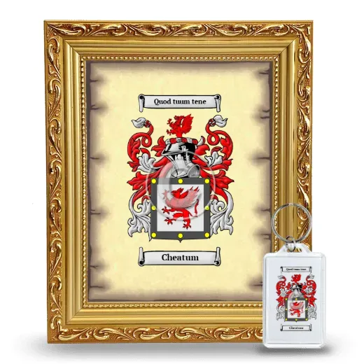 Cheatum Framed Coat of Arms and Keychain - Gold