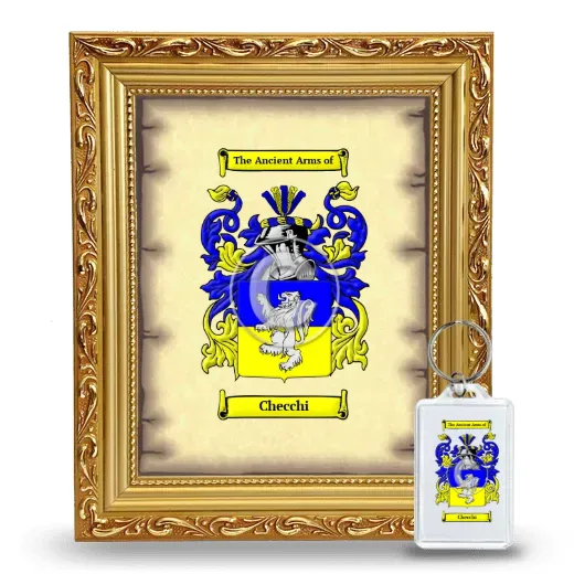 Checchi Framed Coat of Arms and Keychain - Gold