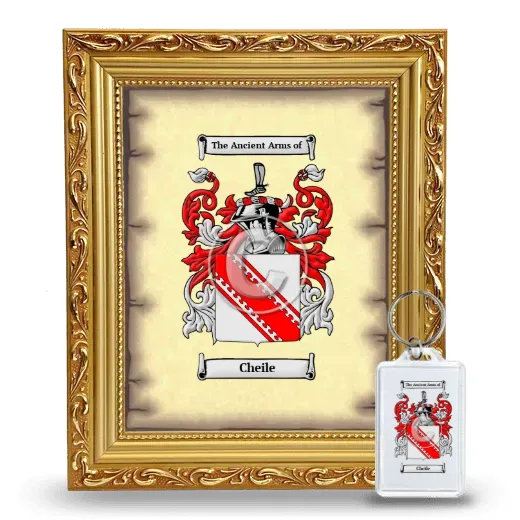 Cheile Framed Coat of Arms and Keychain - Gold