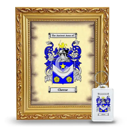 Cherne Framed Coat of Arms and Keychain - Gold