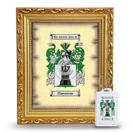 Cheverton Framed Coat of Arms and Keychain - Gold