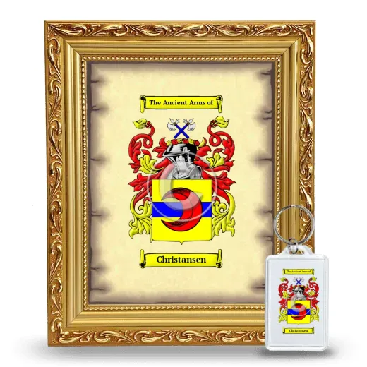 Christansen Framed Coat of Arms and Keychain - Gold