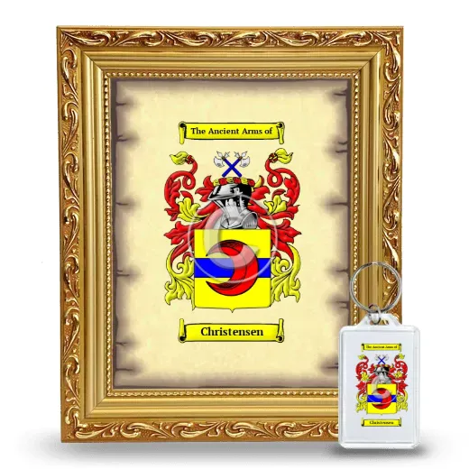Christensen Framed Coat of Arms and Keychain - Gold