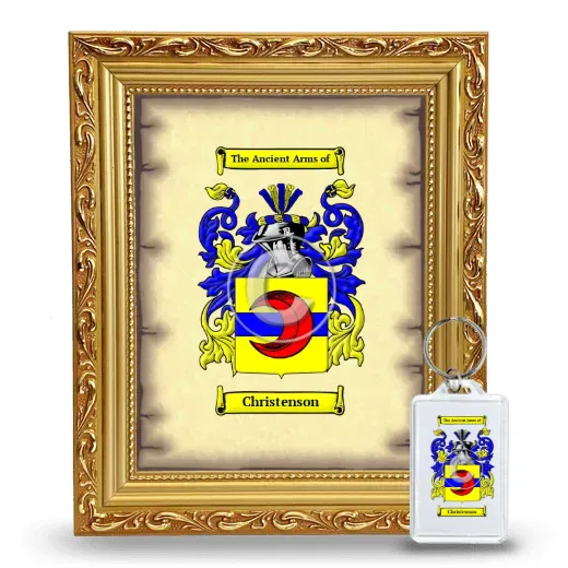 Christenson Framed Coat of Arms and Keychain - Gold