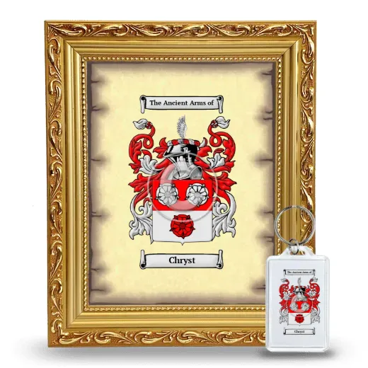 Chryst Framed Coat of Arms and Keychain - Gold