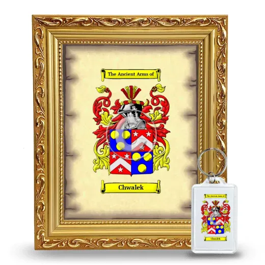 Chwalek Framed Coat of Arms and Keychain - Gold