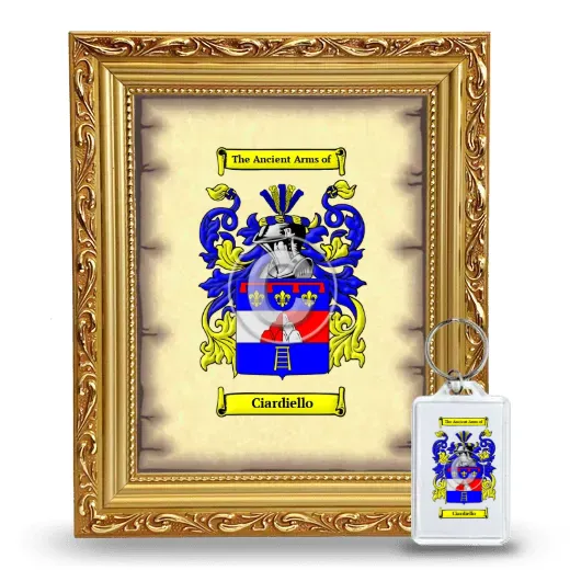 Ciardiello Framed Coat of Arms and Keychain - Gold