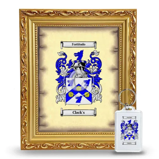 Clark's Framed Coat of Arms and Keychain - Gold