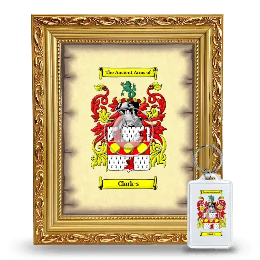 Clark-s Framed Coat of Arms and Keychain - Gold