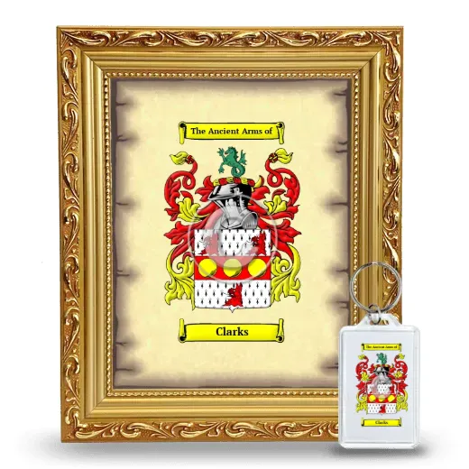 Clarks Framed Coat of Arms and Keychain - Gold