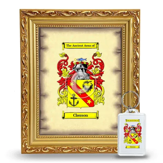 Clauson Framed Coat of Arms and Keychain - Gold