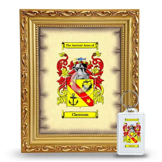 Clausson Framed Coat of Arms and Keychain - Gold