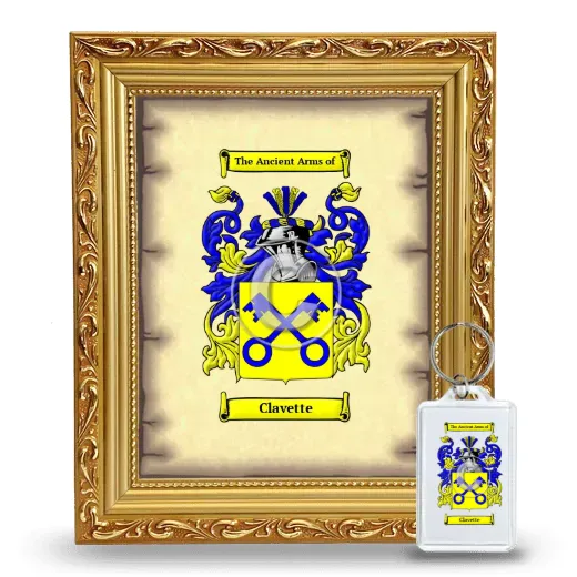 Clavette Framed Coat of Arms and Keychain - Gold