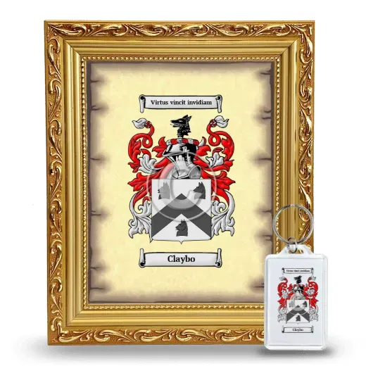 Claybo Framed Coat of Arms and Keychain - Gold