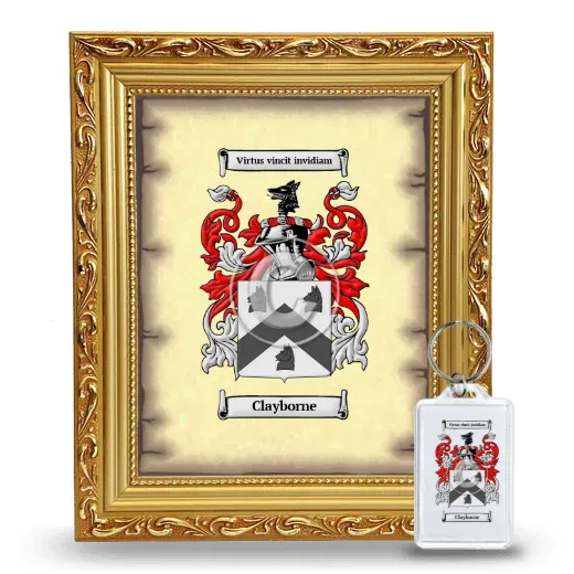 Clayborne Framed Coat of Arms and Keychain - Gold
