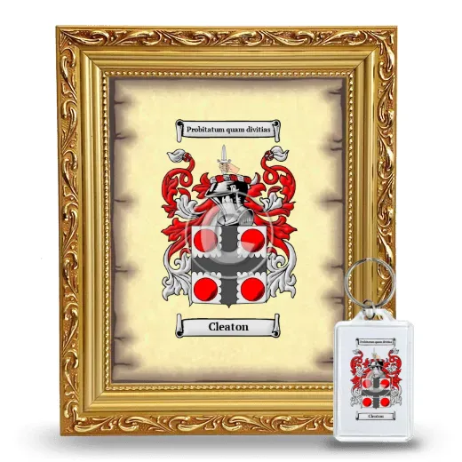 Cleaton Framed Coat of Arms and Keychain - Gold