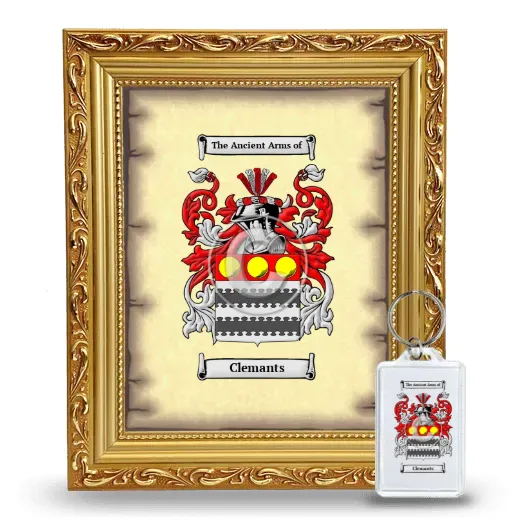 Clemants Framed Coat of Arms and Keychain - Gold