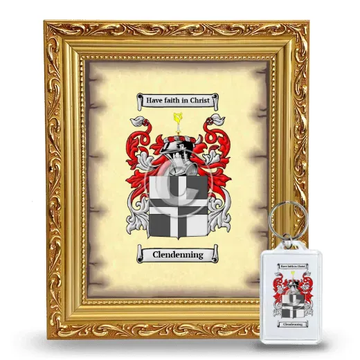 Clendenning Framed Coat of Arms and Keychain - Gold