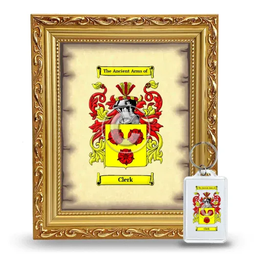 Clerk Framed Coat of Arms and Keychain - Gold