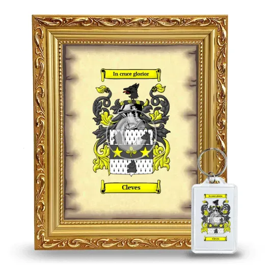 Cleves Framed Coat of Arms and Keychain - Gold
