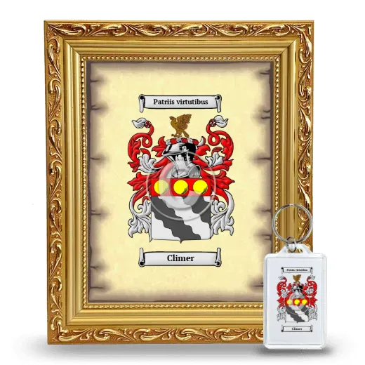 Climer Framed Coat of Arms and Keychain - Gold