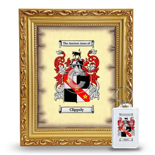 Clippsly Framed Coat of Arms and Keychain - Gold