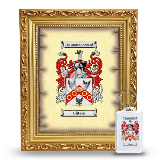 Clitero Framed Coat of Arms and Keychain - Gold
