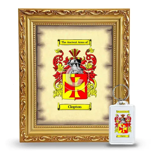Clopton Framed Coat of Arms and Keychain - Gold