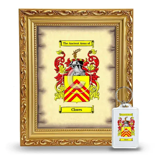 Clores Framed Coat of Arms and Keychain - Gold