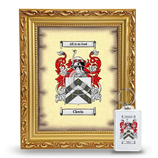 Clovis Framed Coat of Arms and Keychain - Gold