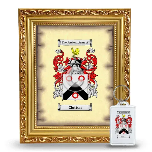 Clutton Framed Coat of Arms and Keychain - Gold