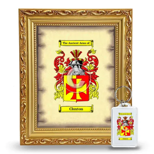 Cluxton Framed Coat of Arms and Keychain - Gold