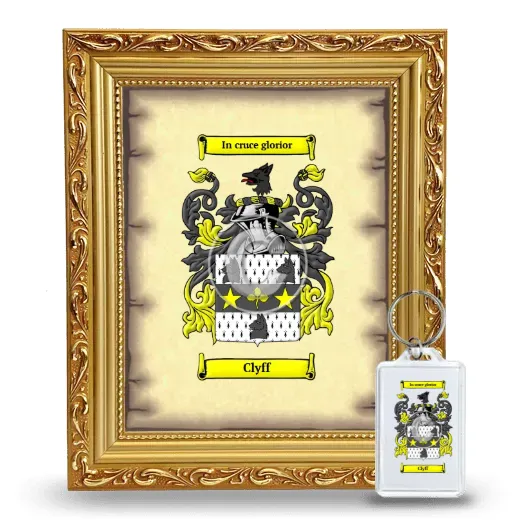 Clyff Framed Coat of Arms and Keychain - Gold