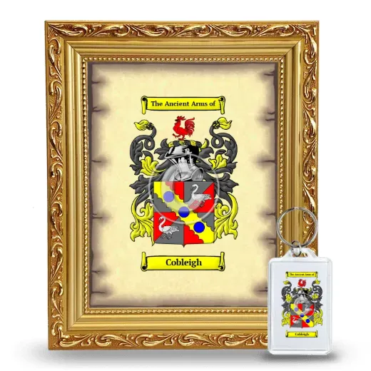 Cobleigh Framed Coat of Arms and Keychain - Gold