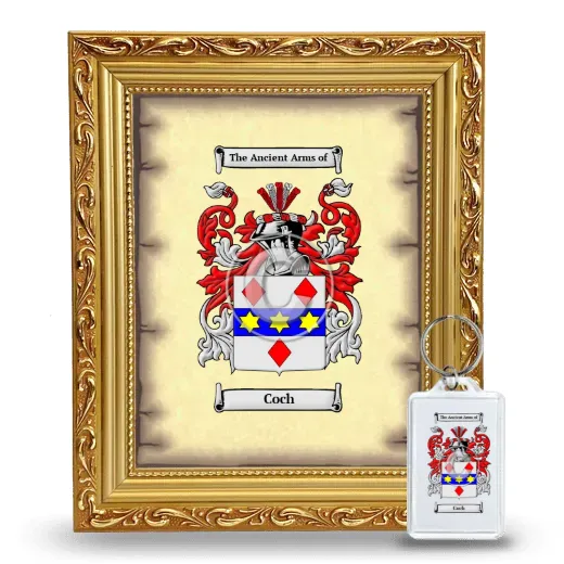 Coch Framed Coat of Arms and Keychain - Gold