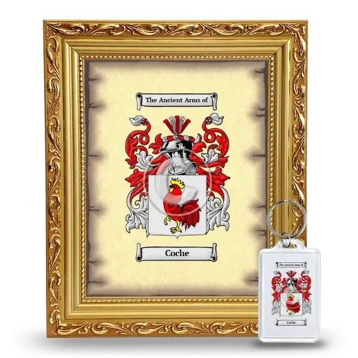 Coche Framed Coat of Arms and Keychain - Gold
