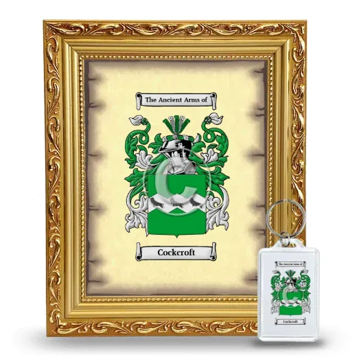 Cockcroft Framed Coat of Arms and Keychain - Gold