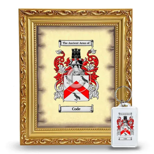 Code Framed Coat of Arms and Keychain - Gold