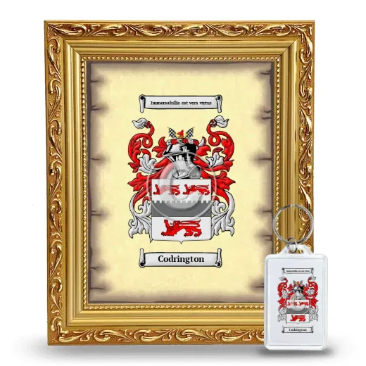 Codrington Framed Coat of Arms and Keychain - Gold