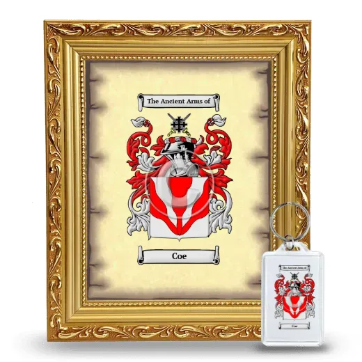 Coe Framed Coat of Arms and Keychain - Gold