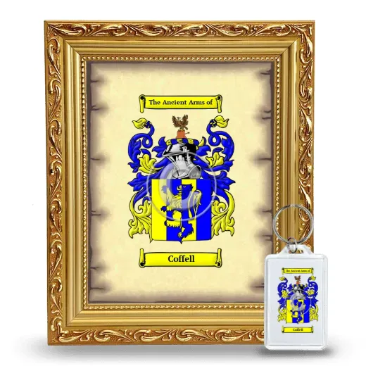 Coffell Framed Coat of Arms and Keychain - Gold