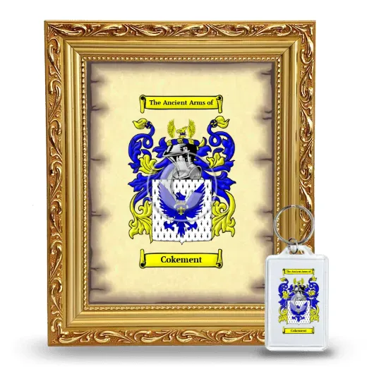 Cokement Framed Coat of Arms and Keychain - Gold