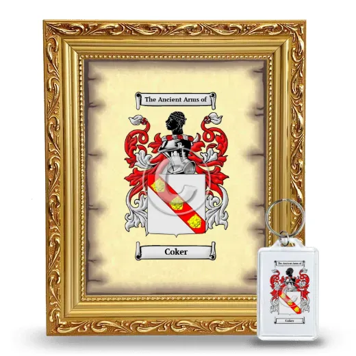 Coker Framed Coat of Arms and Keychain - Gold