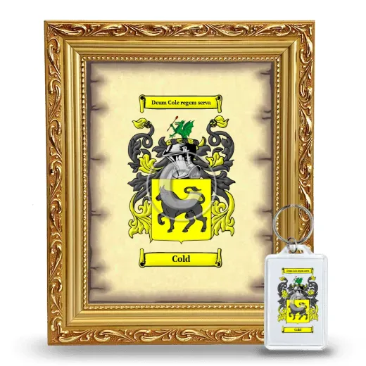 Cold Framed Coat of Arms and Keychain - Gold