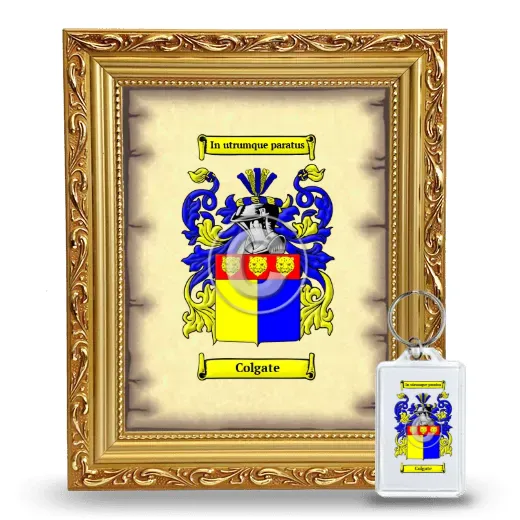 Colgate Framed Coat of Arms and Keychain - Gold