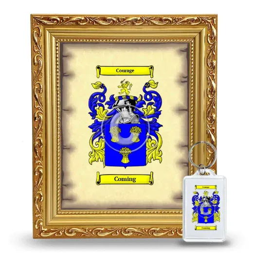 Coming Framed Coat of Arms and Keychain - Gold