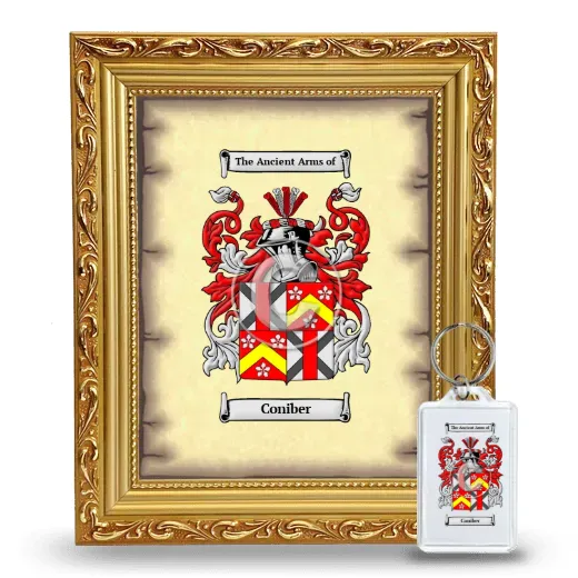 Coniber Framed Coat of Arms and Keychain - Gold