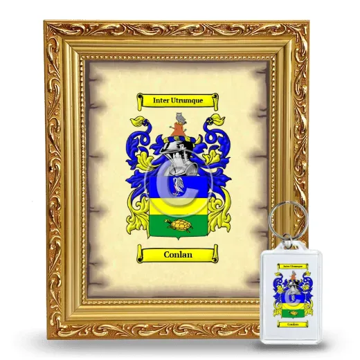 Conlan Framed Coat of Arms and Keychain - Gold